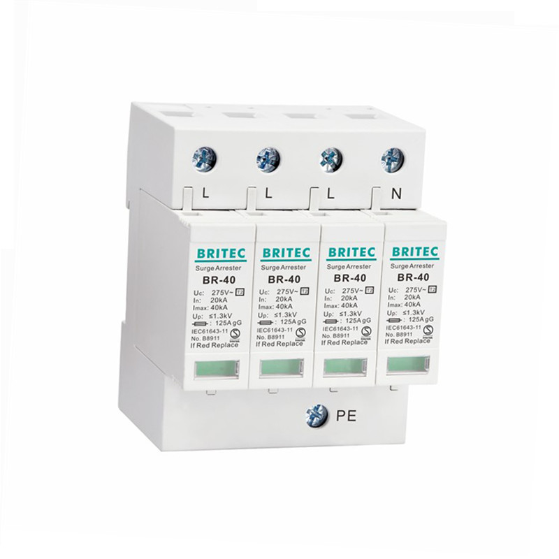 BR-40 4P 40kA 초상압 차단 보호 장치 3단계 번개 보호 spd tuv 2형 초상압 보호 장치
