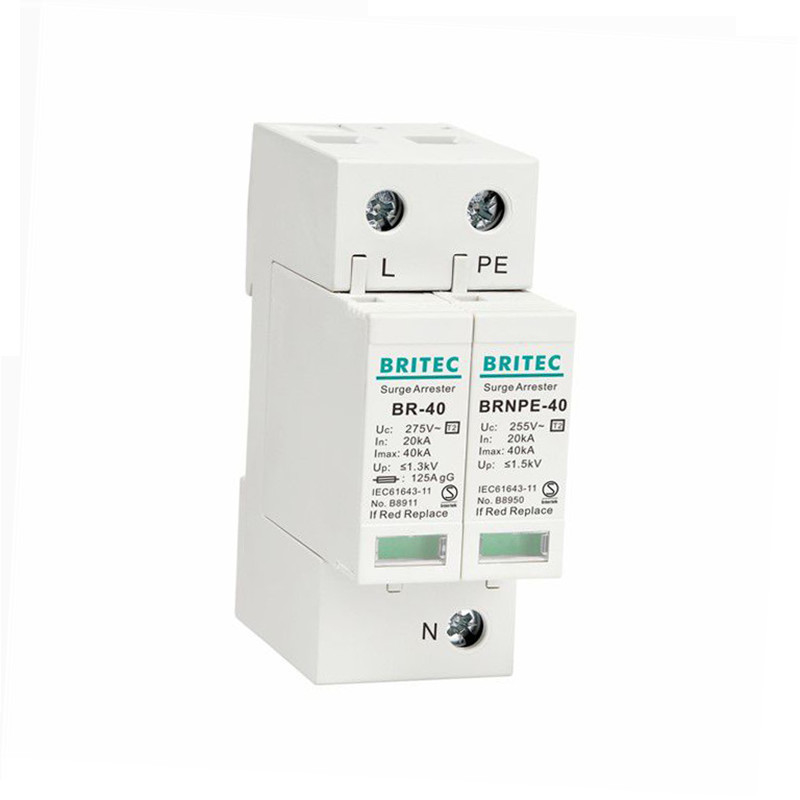 BR-40 1P+1 40kA 유형 2 서지 차단 장치 방지 장치 싱겔 단계 경감 보호 spd