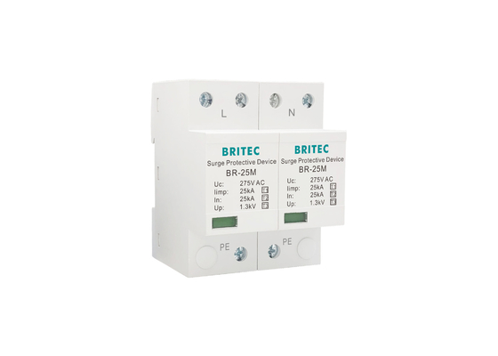 25kA Ac 큰 파도 피뢰기 소음 가로장 275V 2P 단일 위상 서지 보호 장치