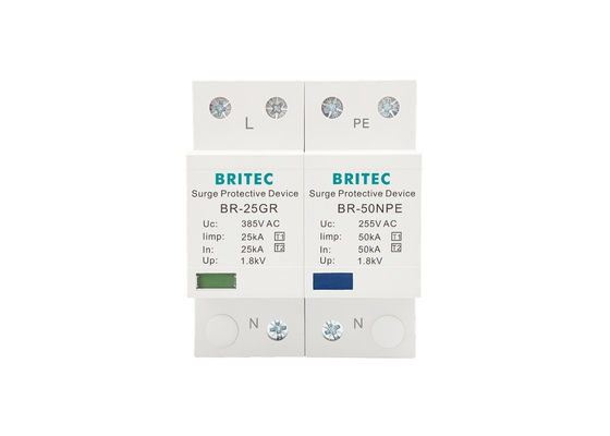 25 KA 단일 위상 유형 1 서지 보호 장치 1+1 TT TN-S용 클래스 I