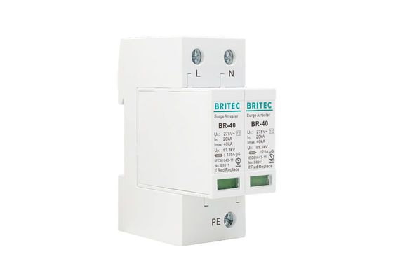 전압 SPD에 피뢰기 종류 II Imax 40kA 2P 20-40kA DIN 가로장 큰 파도 보호