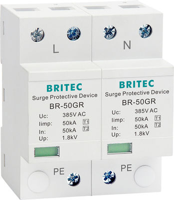 BRITEC 50kA TUV/CE/ROHS 승인 된 초상압 보호 장치와 10/350 파형 번개 차단 SPD