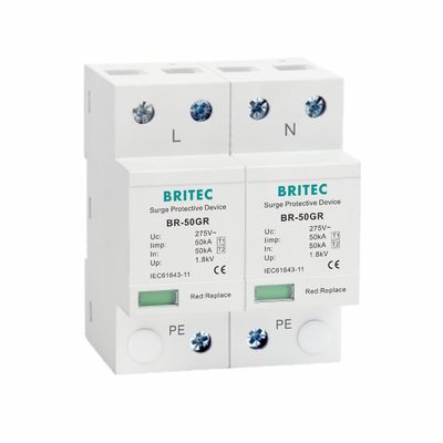 클래스 I 전력 전압 차단기 10/350μs 50KA 단일 단계 150V / 275V / 320V