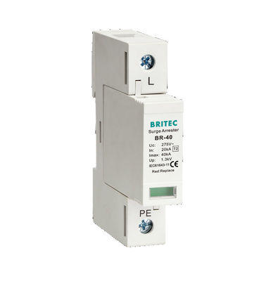 BR-40 4P 40kA 4 폴 3단계 투브 ac 전압 차단기 전압 흡수기 보호 spd 275v 번개 전압 보호기