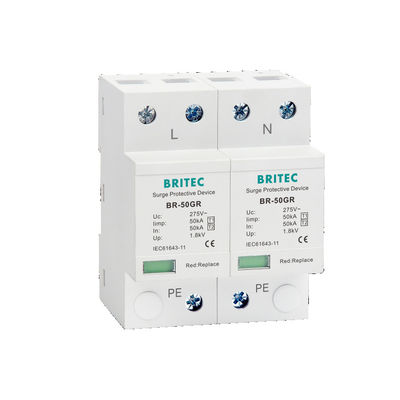 BR-50GR 3P+N 타입 1 급증 보호 장치 클래스 1 AC SPD 50ka 번개 차단기 SPD 타입 1 및 2