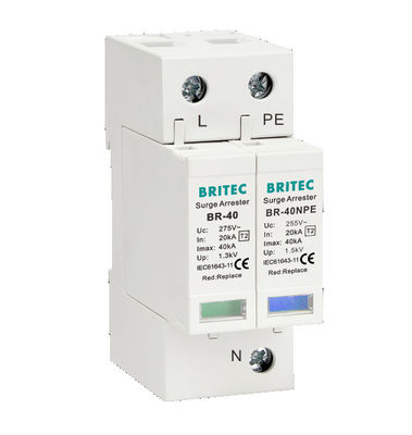BR-40 4P 20kA - 200kA 전압 보호 장치 전압 차단기 Spd 번개 번개 275v 전압 보호기