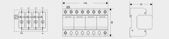 BR-25GR 4P SPD 서지 번개 보호 장치 DIN 레일 35 Mm ac spd