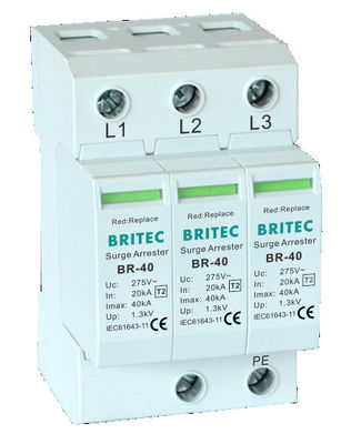 BR-40 2P 150V-440V 초상압 보호 장치 20kA-200kA Spd 번개 초상압 차단기