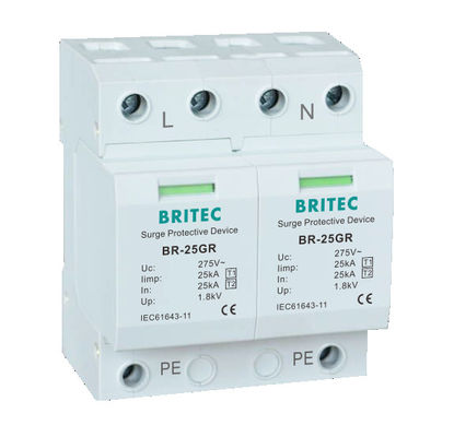 BR-25GR 1P+1 급증 보호 장치 Spd Type1 급증 억제기 번개 차단기 AC 급증 억제기