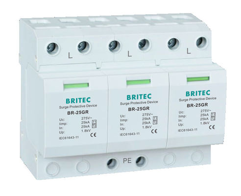 BR-25GR 1P+1 급증 보호 장치 Spd Type1 급증 억제기 번개 차단기 AC 급증 억제기