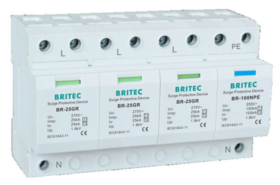 BR-25GR 1P+1 급증 보호 장치 Spd Type1 급증 억제기 번개 차단기 AC 급증 억제기