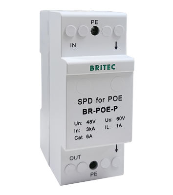 BR-POE-P 48V 데이터 급증 보호 장치 cat 6 POE 전력 오버 이더넷 급증 보호 장치 spd spd rj45 poe