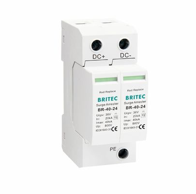 BR-40-24 T2 DC 급류 보호 장치 40kA 24V SPD 열탄화 UL94-V0 장치