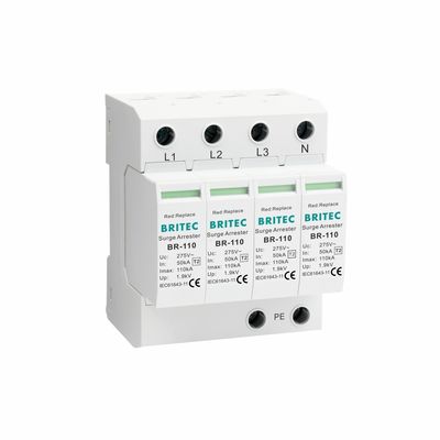 BR-110 4P OEM 타입 2 급증 보호기 275v 급증 보호 장치 SPD 바리스토어 차단기 4극 급증 차단기