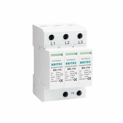 BR-110 4P OEM 타입 2 급증 보호기 275v 급증 보호 장치 SPD 바리스토어 차단기 4극 급증 차단기