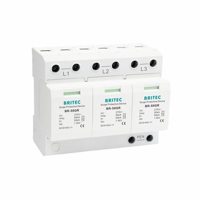 TUV BR-50GR 3P+N Class 1 AC SPD 50ka 플러그형 서지 보호 장치 타입 1 spd TUV 낙뢰 보호 스파크 갭 spd 클래스 1 서지 어레스터 타입 1 서지 보호