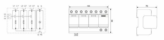 IP20 열탄화 50kA T1 클래스 B 전압 보호 장치 AC 전압 보호
