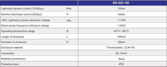 BR-ISG-100 격리 스파크 간격 번개 분리 된 Earthing 시스템의 Equipotential 결합 연결