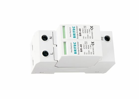 40kA 플러그 할 수 있는 모듈식 전압장치 320V 2P 타입 2 전압장치 보호 장치 DIN 철도 장착