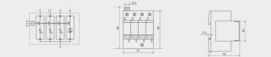 BR-40 3+1 440 타입 2 전압 보호기 din 철도 전압 보호기 din 철도 번개 차단기 40kA spd