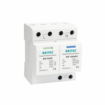 BR-50GR 3+1 OEM ODM 스파크 간격 50ka 급류 보호 장치 저전압 전기 1급 급류 차단기 1형 spd 급류 보호 장치 1형 SPD 저전압 LV 전기 유통망