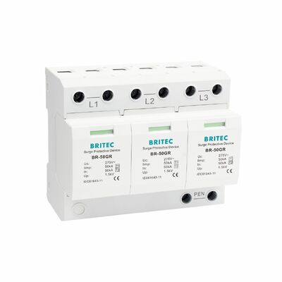 BR-50GR 3+1 OEM ODM 스파크 간격 50ka 급류 보호 장치 저전압 전기 1급 급류 차단기 1형 spd 급류 보호 장치 1형 SPD 저전압 LV 전기 유통망