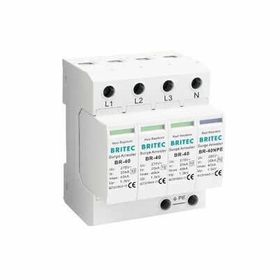 BR-40 275 6+1 타입 2 서지 보호기 275V DIN 레일 낙뢰 서지 보호기 3상 SPD