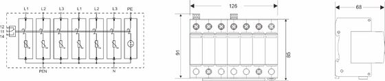 BR-40 275 6+1 타입 2 서지 보호기 275V DIN 레일 낙뢰 서지 보호기 3상 SPD