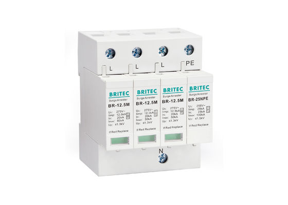 AC 275v 유형 1+2 3극 + NPE 전원 낙뢰 보호 클래스 1+2 서지 피뢰기