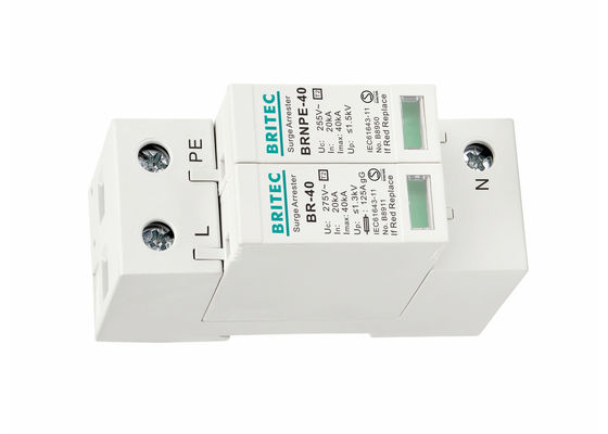 IEC 61643-11 40kA 1P+NPE 번개 보호 및 DIN 레일 장착