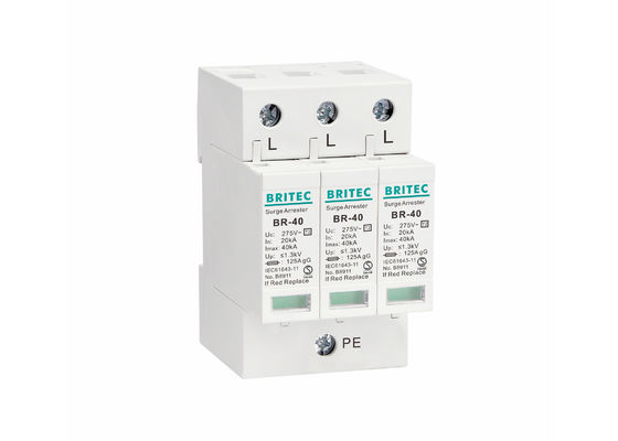 타입 2 서지 보호 장치 SPD 20~40KA 낙뢰 서지 보호기 35mm DIN 레일 장착