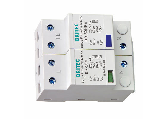 AC 번개 힘 SPD 전파 억제기 25KA 1.5KV 1P + NPE B + C 시리즈