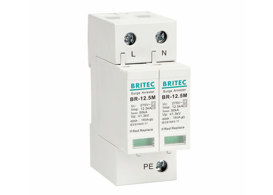 320V 초상압 보호자 번개 차단기 2P DIN 철도 장착 SPD 번개 보호