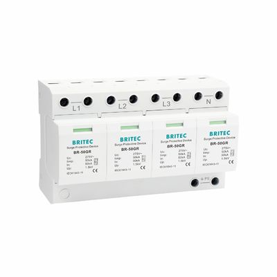 BR-50GR 4P 타입 1 서지 보호 장치 서지 보호 장치 50kA 서지 보호 플러그인 피뢰기 타입 1 SPD 서지 피뢰기 AC T1 서지 보호 장치 3상 전력 서지 보호기